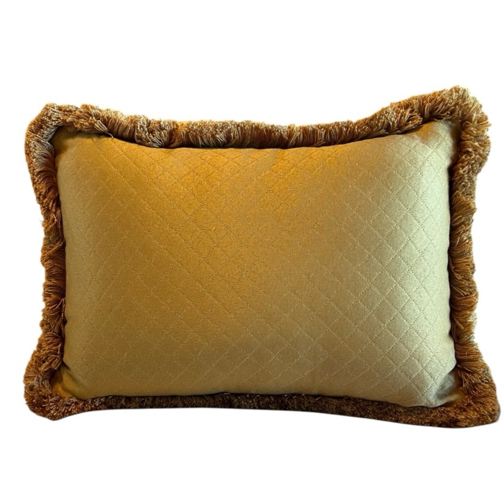 Noble Excellence Luxurious Gold Fringed Breakfast Pillow 11” x 15” GUC